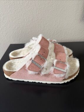 Arizona Shearling Rose Suede Leather